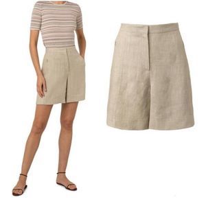 Akris Punto Washed Raw Linen Bermuda Shorts Size 10 in Sand